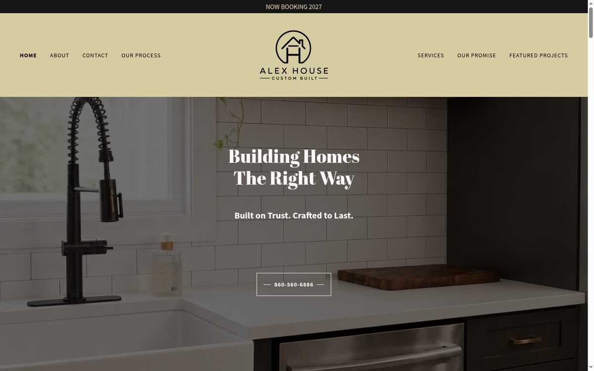 Alex House Custom Built website designed by TEP Creative