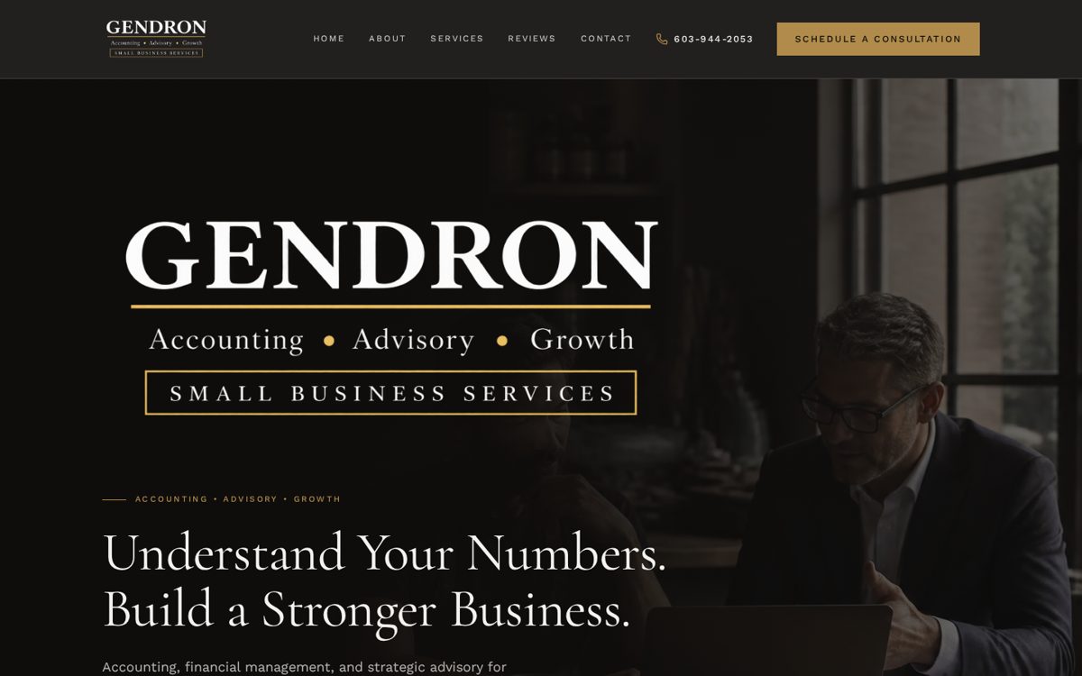 Gendron Small Business Services website designed by TEP Creative