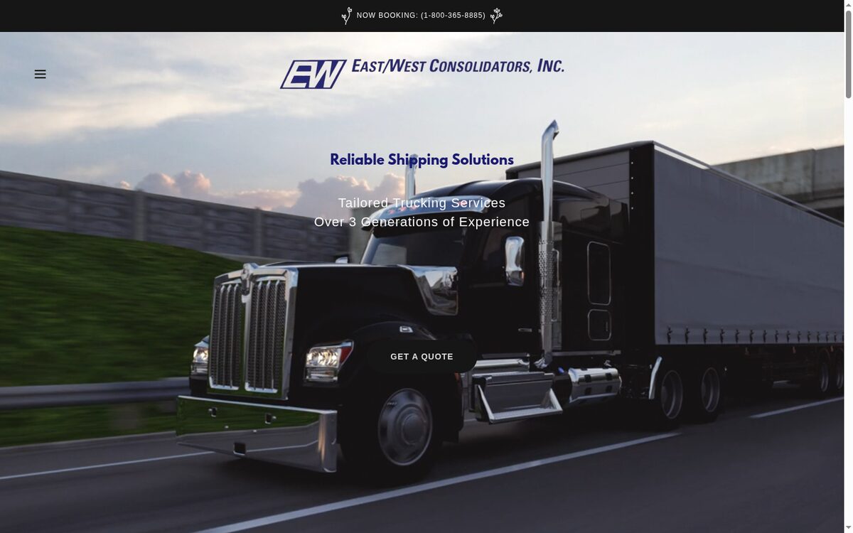 East/West Consolidators website designed by TEP Creative