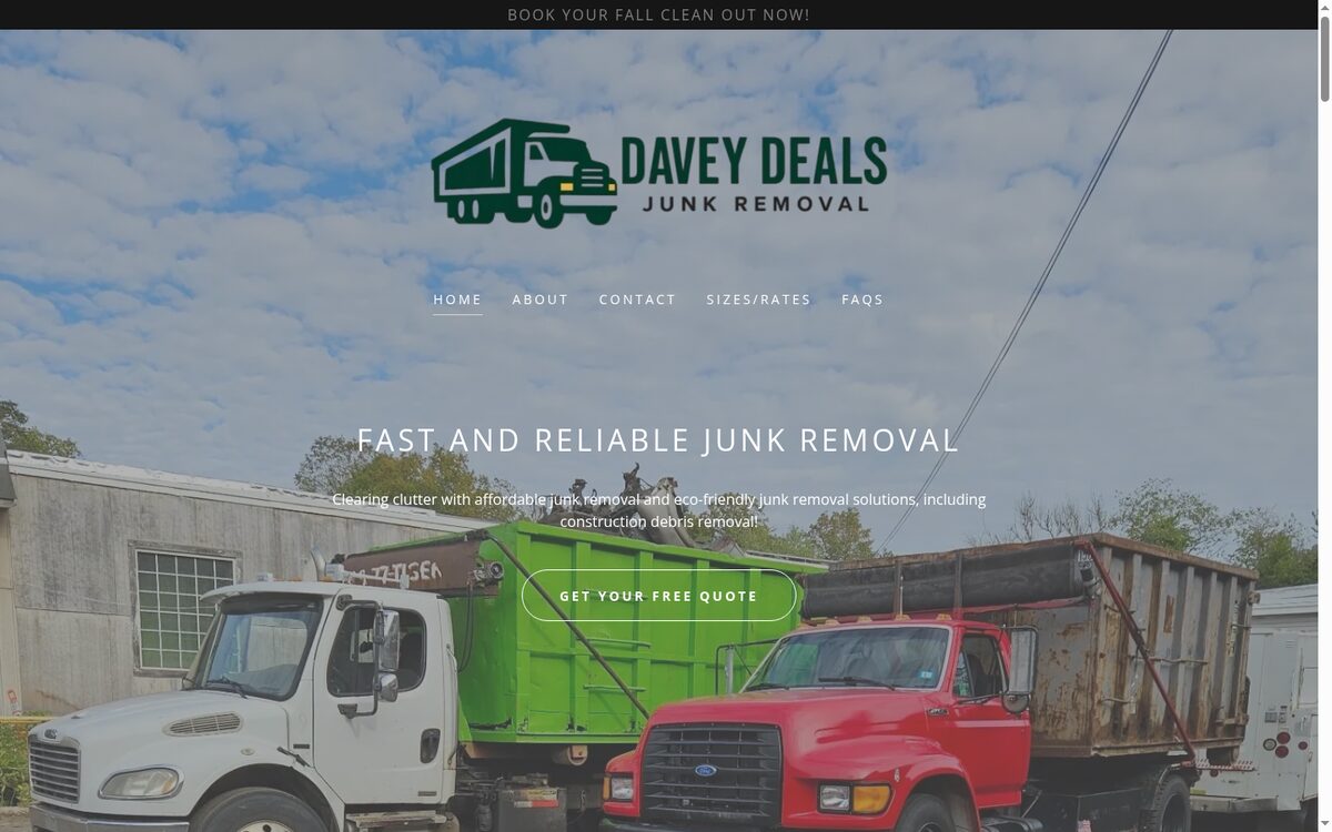 Davey Deals Junk Removal website designed by TEP Creative