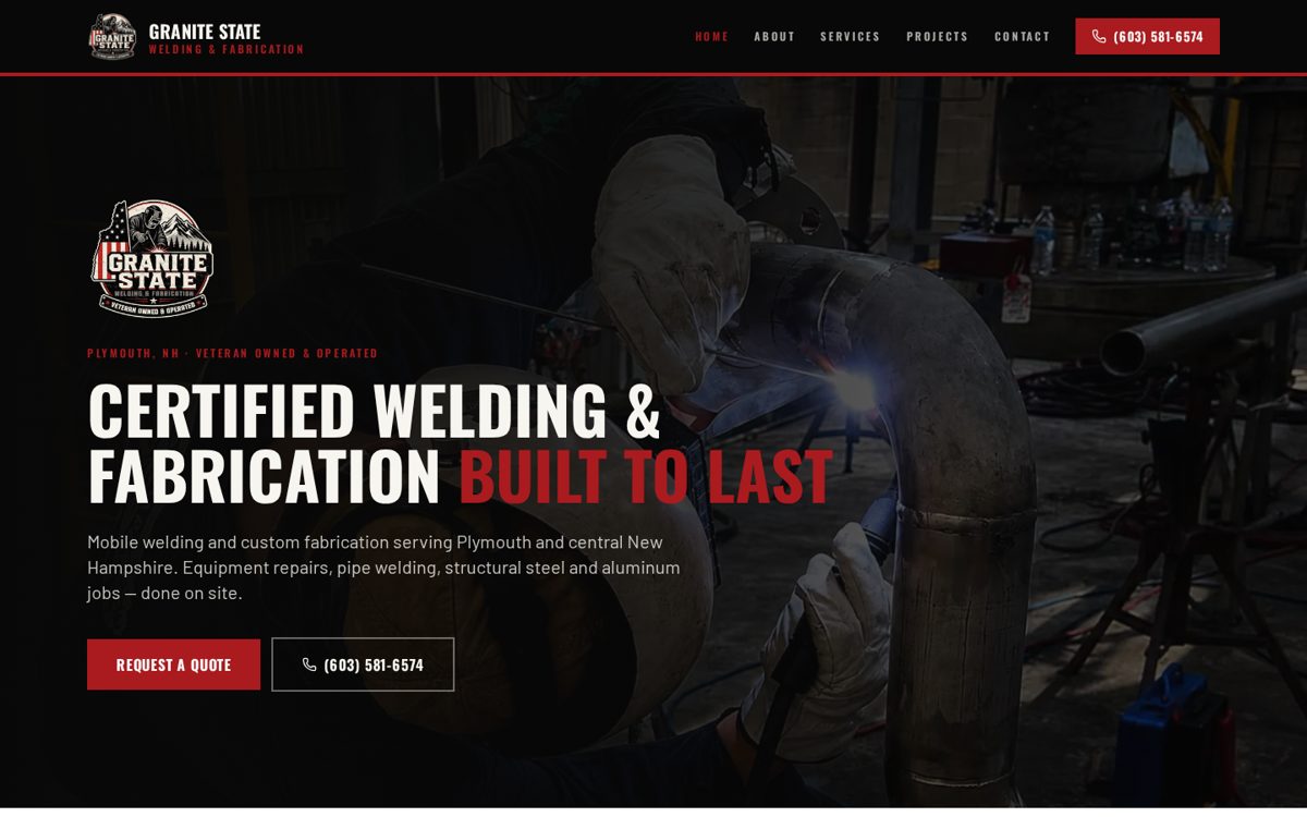 Granite State Welding & Fabrication website designed by TEP Creative