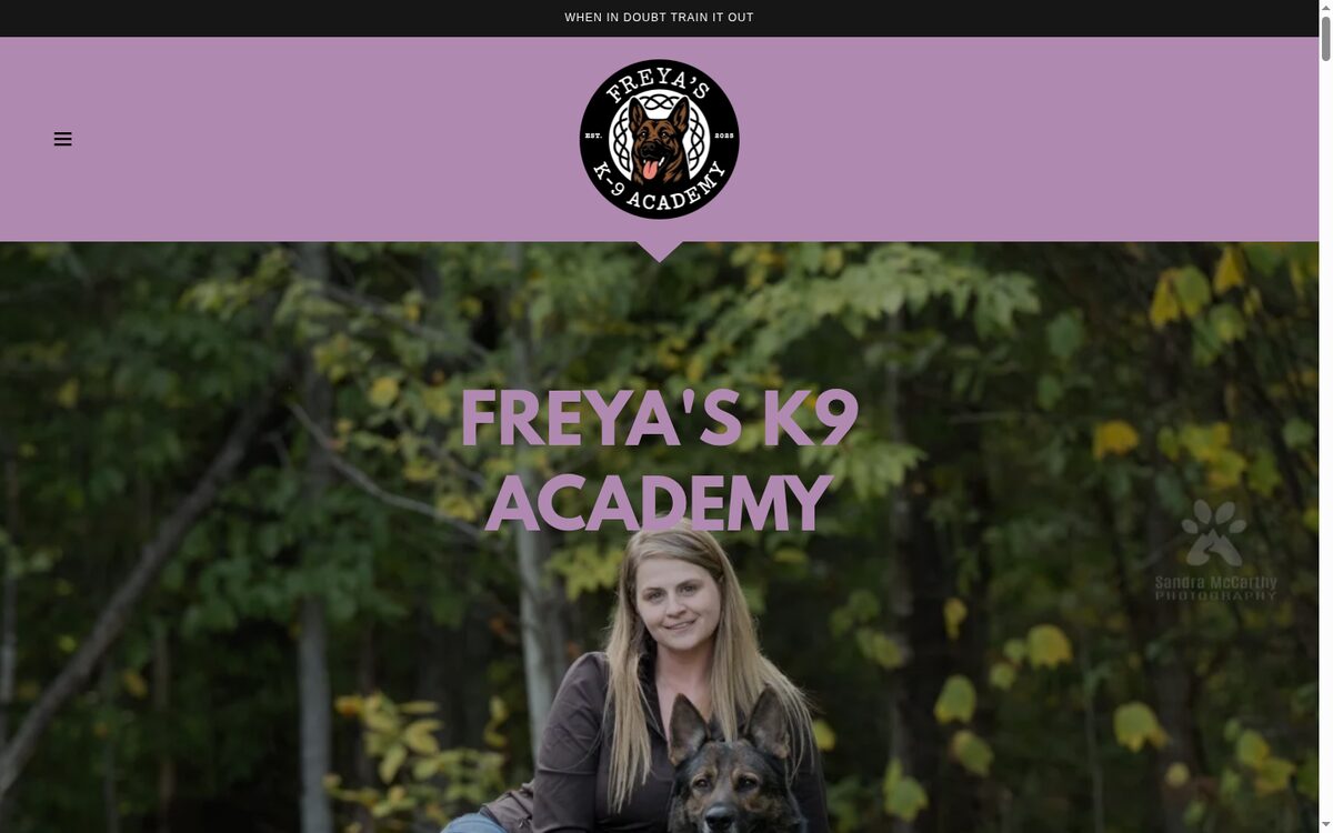 Freya's K9 Academy website designed by TEP Creative
